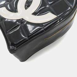 Pre Owned Chanel CC Heart Mini Black/White Enamel Vanity Bag