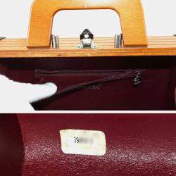 مملوكة مسبقًا حقيبة فانيتي شانيل جلد بني خشبي/أسود