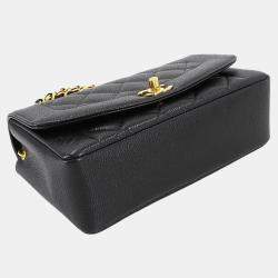 مملوكة مسبقًا حقيبة كتف شانيل ديانا ماتلاس 22 جلد عجل كافيار أسود سلسلة