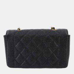 مملوكة مسبقًا حقيبة كتف شانيل ديانا ماتلاس 22 جلد عجل كافيار أسود سلسلة