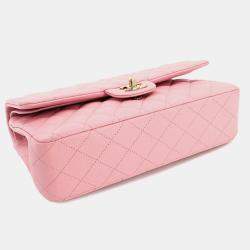 Pre Owned Chanel Classic Double Flap Pink Caviar Leather Chain Shoulder Bag