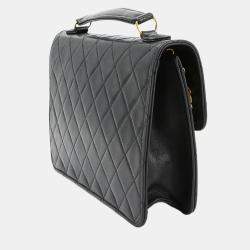 مملوكة مسبقًا Chanel Double CC Turn Lock Black Quilted Lambskin Shoulder Bag