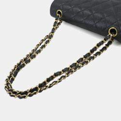 مملوكة مسبقًا Chanel Classic Double Flap Small Black Caviar Leather Chain Shoulder Bag