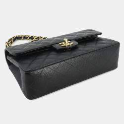 مملوكة مسبقًا Chanel Classic Double Flap Small Black Caviar Leather Chain Shoulder Bag