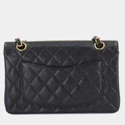 مملوكة مسبقًا Chanel Classic Double Flap Small Black Caviar Leather Chain Shoulder Bag