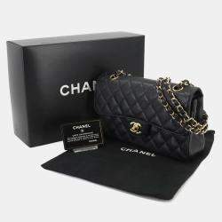 مملوكة مسبقًا Chanel Classic Double Flap Small Black Caviar Leather Chain Shoulder Bag