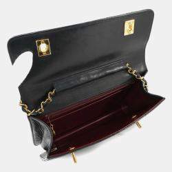 Pre Owned Chanel Double CC Turn Lock Cambon Charm Small Black Quilted Lambskin Shoulder Bag