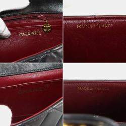 Pre Owned Chanel Vintage Twin Flap Set Black Leather Handbags