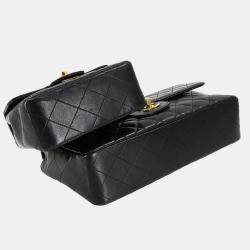 Pre Owned Chanel Vintage Twin Flap Set Black Leather Handbags