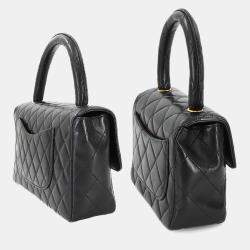 Pre Owned Chanel Vintage Twin Flap Set Black Leather Handbags