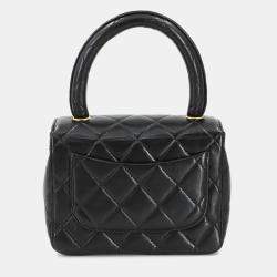 Pre Owned Chanel Vintage Twin Flap Set Black Leather Handbags