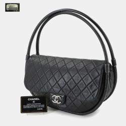 Pre Owned حقيبة يد شانيل حولا هوب جلد خروف أسود