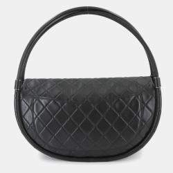 Pre Owned حقيبة يد شانيل حولا هوب جلد خروف أسود