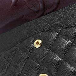 Pre Owned حقيبة شانيل كلاسيك صغيرة ذات قلاب مزدوج جلد كافيار سوداء بسلسلة على الكتف