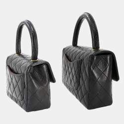 مملوكة مسبقًا Chanel Vintage Twin Flap Set Black Leather Handbags