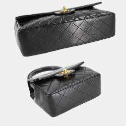 مملوكة مسبقًا Chanel Vintage Twin Flap Set Black Leather Handbags