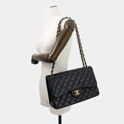 Pre Owned حقيبة كتف شانيل سلسلة كوكو مارك ماتلاسي 30 جلد حمل أسود