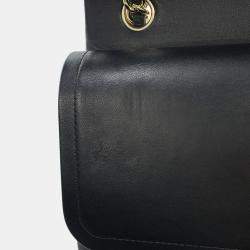 Pre Owned حقيبة كتف شانيل سلسلة كوكو مارك ماتلاسي 30 جلد حمل أسود