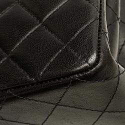 Pre Owned حقيبة شانيل كوكو مارك ماتلاسيه صغيرة جلد خروف أسود