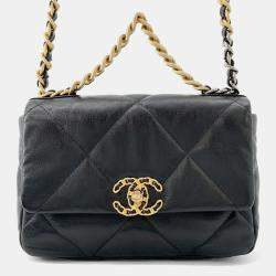 Pre Owned Chanel Chain Shoulder Bag Chanel19 Flap Coco Mark Lambskin