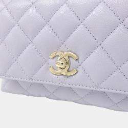 Pre Owned Chanel Purple Calf Handbag