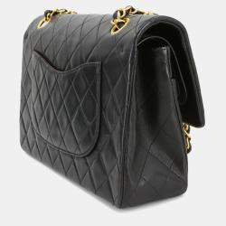 Pre Owned حقيبة كتف سلسلة سوداء شانيل ماتلاس من جلد الحمل