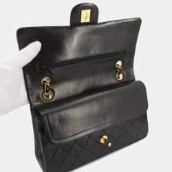 Pre Owned حقيبة كتف سلسلة سوداء شانيل ماتلاس من جلد الحمل