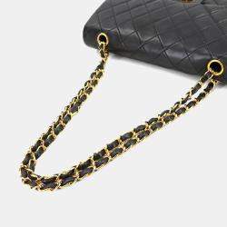 Pre Owned حقيبة كتف سلسلة سوداء شانيل ماتلاس من جلد الحمل
