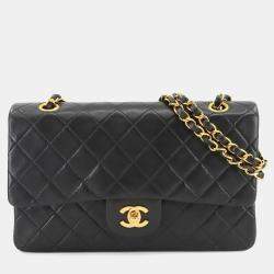 Pre Owned Chanel Matelasse 25 Chain Shoulder Bag In Black Lambskin