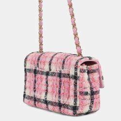 Pre Owned Chanel Chain Shoulder Bag With Coco Mark Matelasse 20 Tweed
