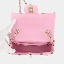 Pre Owned Chanel Chain Shoulder Bag With Coco Mark Matelasse 20 Tweed