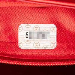 Pre Owned Chanel Coco Mark Red Grained Calfskin Leather Shoulder Bag