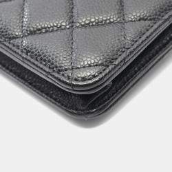 Pre Owned Chanel Matelasse Shoulder Bag In Grained Calfskin Caviar Leather Black