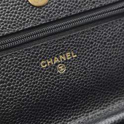 Pre Owned Chanel Matelasse Shoulder Bag In Grained Calfskin Caviar Leather Black