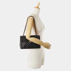 Pre Owned Chanel Matelasse Coco Mark Paris Limited Edition Chain Shoulder Bag Black Lambskin