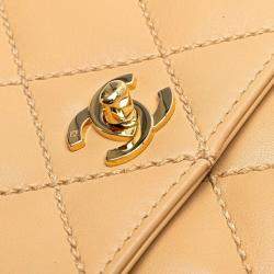 Pre Owned حقيبة كتف سلسلة مارك كوكو شانيل وايلد ستيتش جلد العجل بيج