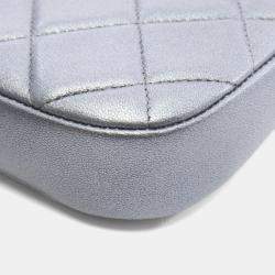 Pre Owned Chanel Matelasse Coco Mark Shoulder Bag In Lambskin Leather Gray