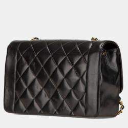 مملوكة مسبقًا حقيبة شانيل ماتيلاس ديانا 25 كوكو مارك كروس بودي بسلسلة على الكتف جلد الحمل باللون الأسود