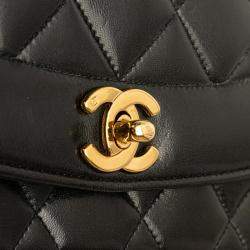 مملوكة مسبقًا حقيبة شانيل ماتيلاس ديانا 25 كوكو مارك كروس بودي بسلسلة على الكتف جلد الحمل باللون الأسود