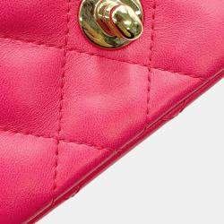 Pre Owned Chanel Chain Shoulder Bag Matelasse Coco Mark Mini Lambskin Single Flap