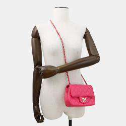 Pre Owned Chanel Chain Shoulder Bag Matelasse Coco Mark Mini Lambskin Single Flap