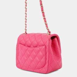 Pre Owned Chanel Chain Shoulder Bag Matelasse Coco Mark Mini Lambskin Single Flap