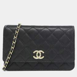 Pre Owned Chanel Black Leather Wallet