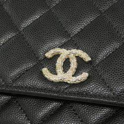 Pre Owned Chanel Black Leather Wallet
