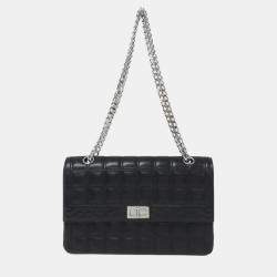 Pre Owned حقيبة كتف شانيل جلد أسود