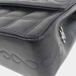 Pre Owned حقيبة كتف شانيل جلد أسود