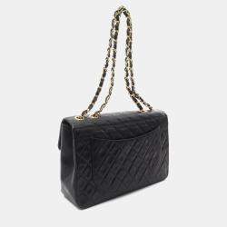 Pre Owned حقيبة كتف شانيل ديكا ماتيلاسي ٣٤ جلد خروف أسود