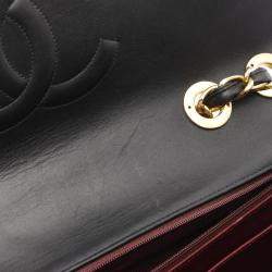 Pre Owned حقيبة كتف شانيل ديكا ماتيلاسي ٣٤ جلد خروف أسود