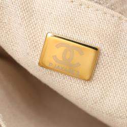 مملوكة مسبقًا Chanel Deauville Tote Bag Canvas And Leather Beige White