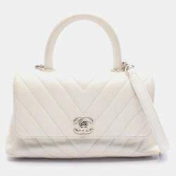 مملوكة مسبقًا Chanel Coco Handle Flap Matelasse Handbag In Calfskin Leather White
